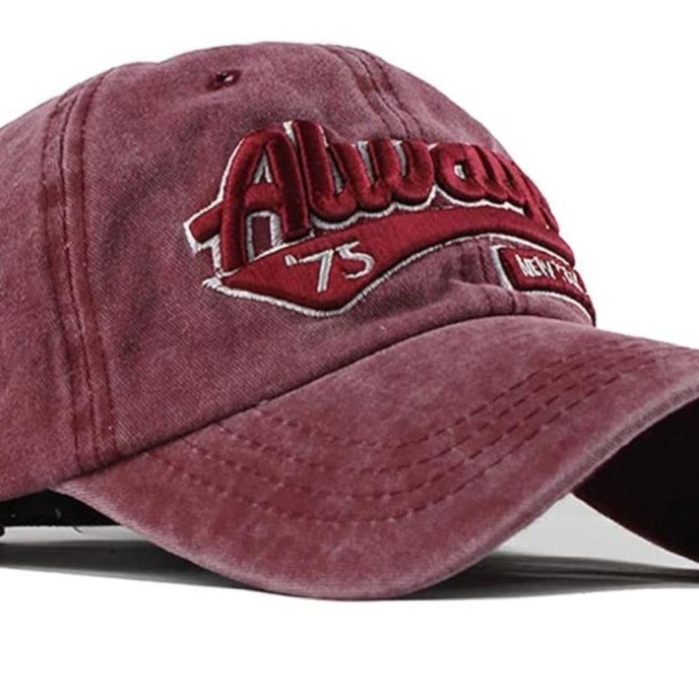 Always Red Vintage Hat Distressed Cotton Embroidery
